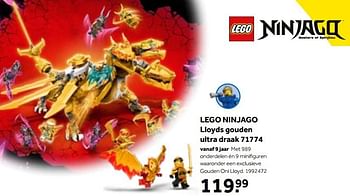 Aanbiedingen Lego ninjago lloyds gouden ultra draak 71774 - Lego - Geldig van 01/10/2022 tot 05/12/2022 bij Intertoys
