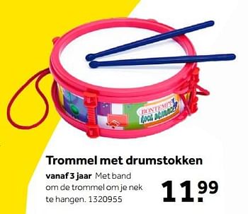 Aanbiedingen Trommel met drumstokken - Bontempi - Geldig van 01/10/2022 tot 05/12/2022 bij Intertoys