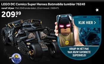 Aanbiedingen Lego dc comics super heroes batmobile tumbler 76240 - Lego - Geldig van 01/10/2022 tot 05/12/2022 bij Intertoys