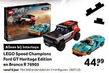 Aanbiedingen Lego speed champions ford gt heritage edition en bronco r 76905 - Lego - Geldig van 01/10/2022 tot 05/12/2022 bij Intertoys