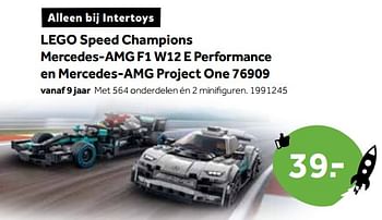 Aanbiedingen Lego speed champions mercedes-amg f1 w12 e performance en mercedes-amg project one 76909 - Lego - Geldig van 01/10/2022 tot 05/12/2022 bij Intertoys