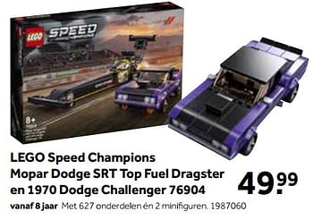 Aanbiedingen Lego speed champions mopar dodge srt top fuel dragster en 1970 dodge challenger 76904 - Lego - Geldig van 01/10/2022 tot 05/12/2022 bij Intertoys