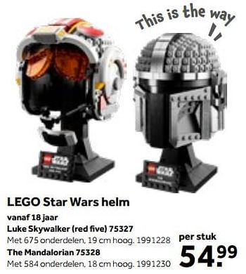 Aanbiedingen Lego star wars helm luke skywalker red five 75327 - Lego - Geldig van 01/10/2022 tot 05/12/2022 bij Intertoys