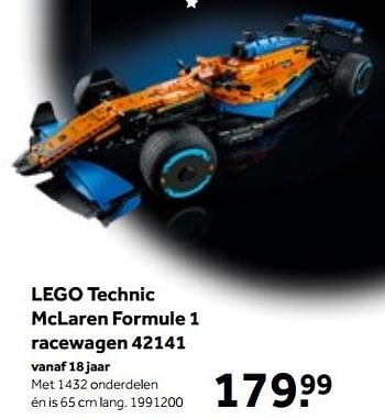 Aanbiedingen Lego technic mclaren formule 1 racewagen 42141 - Lego - Geldig van 01/10/2022 tot 05/12/2022 bij Intertoys