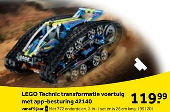 Aanbiedingen Lego technic transformatie voertuig met app-besturing 42140 - Lego - Geldig van 01/10/2022 tot 05/12/2022 bij Intertoys