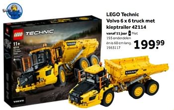 Aanbiedingen Lego technic volvo 6 x 6 truck met kieptrailer 42114 - Lego - Geldig van 01/10/2022 tot 05/12/2022 bij Intertoys