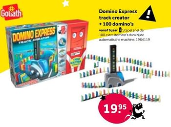 Aanbiedingen Domino express track creator + 100 domino’s - Goliath - Geldig van 01/10/2022 tot 05/12/2022 bij Intertoys