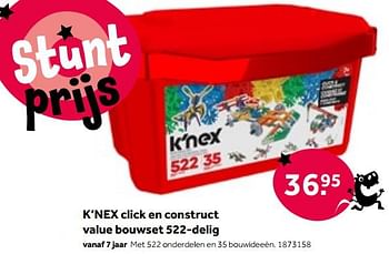 Aanbiedingen K’nex click en construct value bouwset 522-delig - K'Nex - Geldig van 01/10/2022 tot 05/12/2022 bij Intertoys