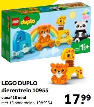 Aanbiedingen Lego duplo dierentrein 10955 - Lego - Geldig van 01/10/2022 tot 05/12/2022 bij Intertoys