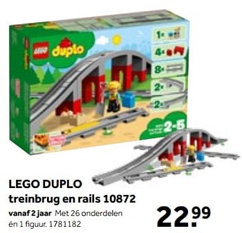 Aanbiedingen Lego duplo treinbrug en rails 10872 - Lego - Geldig van 01/10/2022 tot 05/12/2022 bij Intertoys