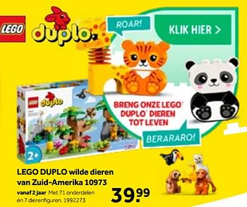 Aanbiedingen Lego duplo wilde dieren van zuid-amerika 10973 - Lego - Geldig van 01/10/2022 tot 05/12/2022 bij Intertoys