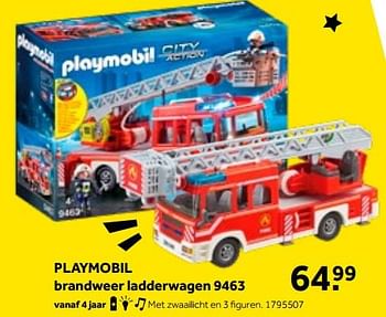 Aanbiedingen Playmobil brandweer ladderwagen 9463 - Playmobil - Geldig van 01/10/2022 tot 05/12/2022 bij Intertoys