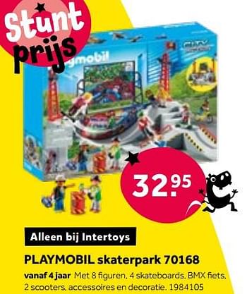 Aanbiedingen Playmobil skaterpark 70168 - Playmobil - Geldig van 01/10/2022 tot 05/12/2022 bij Intertoys