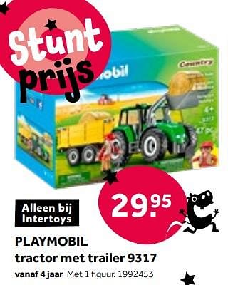 Aanbiedingen Playmobil tractor met trailer 9317 - Playmobil - Geldig van 01/10/2022 tot 05/12/2022 bij Intertoys