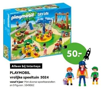 Aanbiedingen Playmobil vrolijke speeltuin 5024 - Playmobil - Geldig van 01/10/2022 tot 05/12/2022 bij Intertoys