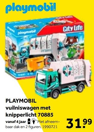 Aanbiedingen Playmobil vuilniswagen met knipperlicht 70885 - Playmobil - Geldig van 01/10/2022 tot 05/12/2022 bij Intertoys