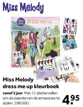 Aanbiedingen Miss melody dress me up kleurboek - Miss Melody - Geldig van 01/10/2022 tot 05/12/2022 bij Intertoys