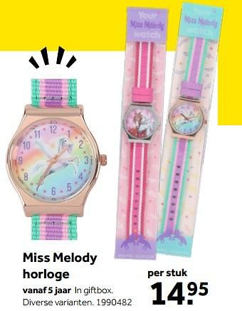 Aanbiedingen Miss melody horloge - Miss Melody - Geldig van 01/10/2022 tot 05/12/2022 bij Intertoys