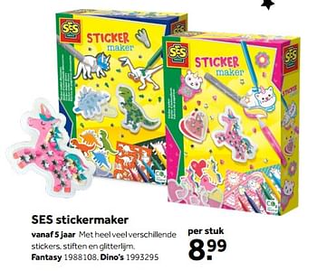 Aanbiedingen Ses stickermaker fantasy - SES - Geldig van 01/10/2022 tot 05/12/2022 bij Intertoys