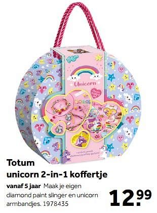 Aanbiedingen Totum unicorn 2-in-1 koffertje - Totum - Geldig van 01/10/2022 tot 05/12/2022 bij Intertoys