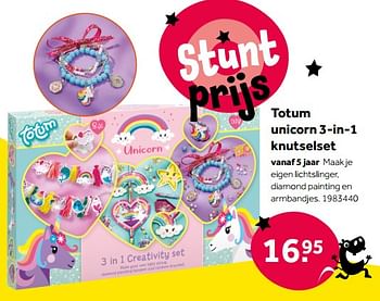 Aanbiedingen Totum unicorn 3-in-1 knutselset - Totum - Geldig van 01/10/2022 tot 05/12/2022 bij Intertoys