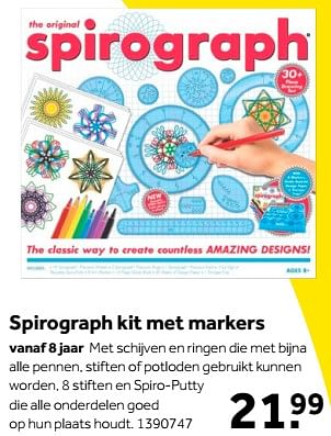 Aanbiedingen Spirograph kit met markers - Spirograph - Geldig van 01/10/2022 tot 05/12/2022 bij Intertoys