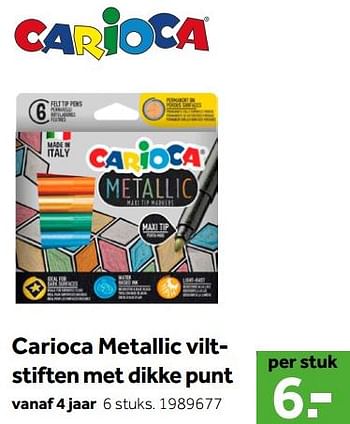 Aanbiedingen Carioca metallic viltstiften met dikke punt - Carioca - Geldig van 01/10/2022 tot 05/12/2022 bij Intertoys