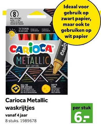 Aanbiedingen Carioca metallic waskrijtjes - Carioca - Geldig van 01/10/2022 tot 05/12/2022 bij Intertoys