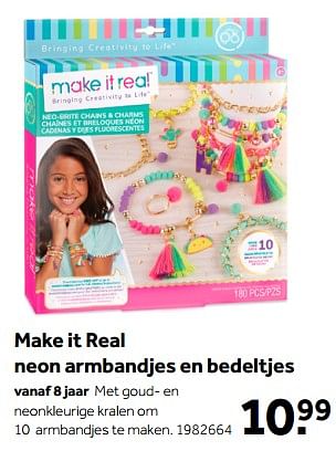 Aanbiedingen Make it real neon armbandjes en bedeltjes - Make it Real - Geldig van 01/10/2022 tot 05/12/2022 bij Intertoys