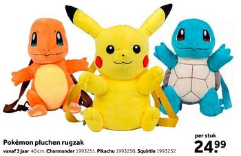 Aanbiedingen Pokémon pluchen rugzak - Huismerk - Intertoys - Geldig van 01/10/2022 tot 05/12/2022 bij Intertoys