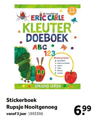 Aanbiedingen Stickerboek rupsje nooitgenoeg - Huismerk - Intertoys - Geldig van 01/10/2022 tot 05/12/2022 bij Intertoys