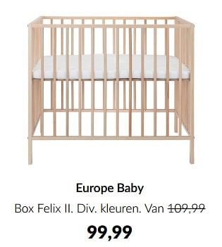 Aanbiedingen Europe baby box felix ii - Europe baby - Geldig van 18/10/2022 tot 14/11/2022 bij Babypark