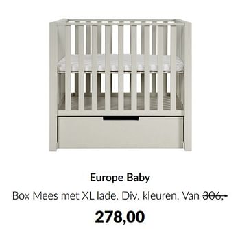 Aanbiedingen Europe baby box mees met xl lade - Europe baby - Geldig van 18/10/2022 tot 14/11/2022 bij Babypark