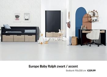 Aanbiedingen Europe baby ralph zwart - accent bedbank - Europe baby - Geldig van 18/10/2022 tot 14/11/2022 bij Babypark