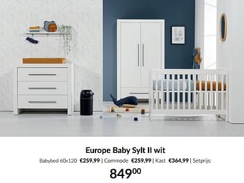 Aanbiedingen Europe baby sylt ii wit - Europe baby - Geldig van 18/10/2022 tot 14/11/2022 bij Babypark