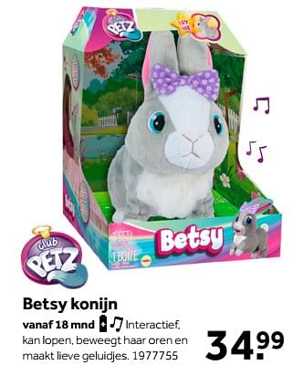 Aanbiedingen Betsy konijn - IMC Toys - Geldig van 01/10/2022 tot 05/12/2022 bij Intertoys