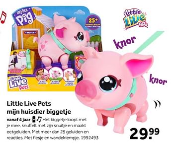 Aanbiedingen Little live pets mijn huisdier biggetje - Little Live Pets - Geldig van 01/10/2022 tot 05/12/2022 bij Intertoys