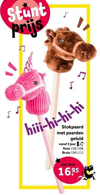 Aanbiedingen Stokpaard met paarden geluid - Huismerk - Intertoys - Geldig van 01/10/2022 tot 05/12/2022 bij Intertoys