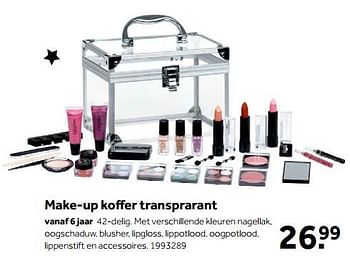 Aanbiedingen Make-up koffer transprarant - Huismerk - Intertoys - Geldig van 01/10/2022 tot 05/12/2022 bij Intertoys