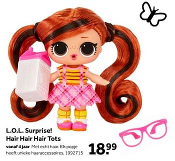 Aanbiedingen L.o.l. surprise! hair hair hair tots - LOL Surprise - Geldig van 01/10/2022 tot 05/12/2022 bij Intertoys