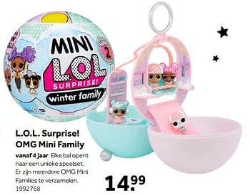 Aanbiedingen L.o.l. surprise! omg mini family - LOL Surprise - Geldig van 01/10/2022 tot 05/12/2022 bij Intertoys