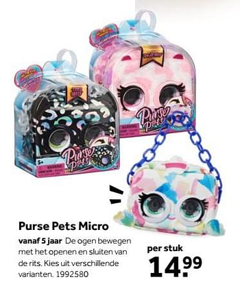 Aanbiedingen Purse pets micro - Spin Master - Geldig van 01/10/2022 tot 05/12/2022 bij Intertoys