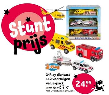 Aanbiedingen 2-play die-cast 112 voertuigen value-pack - 2Play - Geldig van 01/10/2022 tot 05/12/2022 bij Intertoys