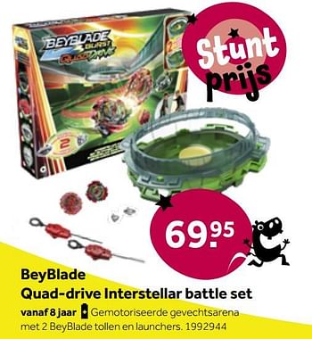 Aanbiedingen Beyblade quad-drive interstellar battle set - Hasbro - Geldig van 01/10/2022 tot 05/12/2022 bij Intertoys