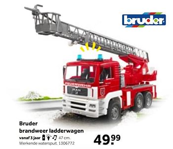 Aanbiedingen Bruder brandweer ladderwagen - Bruder - Geldig van 01/10/2022 tot 05/12/2022 bij Intertoys