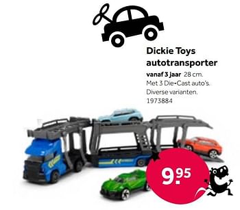 Aanbiedingen Dickie toys autotransporter - Dickie - Geldig van 01/10/2022 tot 05/12/2022 bij Intertoys