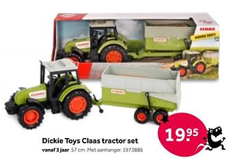 Aanbiedingen Dickie toys claas tractor set - Dickie - Geldig van 01/10/2022 tot 05/12/2022 bij Intertoys