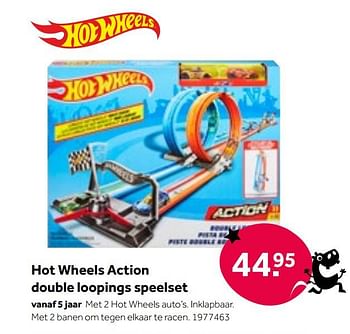 Aanbiedingen Hot wheels action double loopings speelset - Mattel - Geldig van 01/10/2022 tot 05/12/2022 bij Intertoys