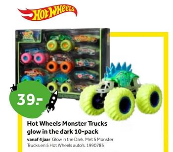 Aanbiedingen Hot wheels monster trucks glow in the dark - Mattel - Geldig van 01/10/2022 tot 05/12/2022 bij Intertoys