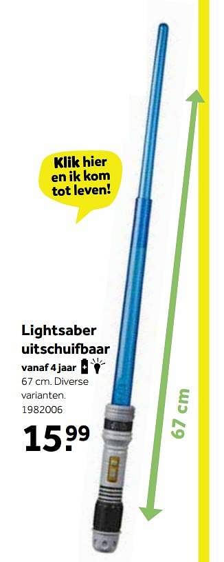 Aanbiedingen Lightsaber uitschuifbaar - Hasbro - Geldig van 01/10/2022 tot 05/12/2022 bij Intertoys